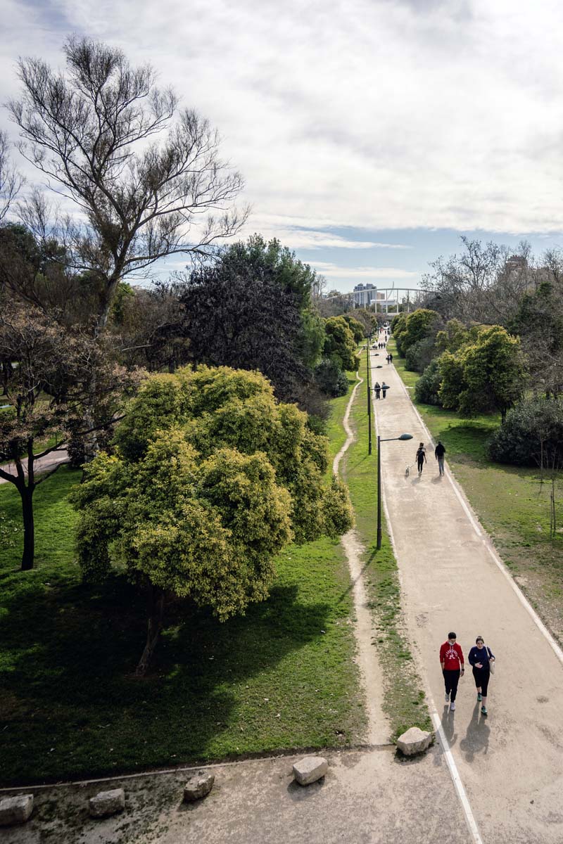 Image de personnes marchant dans le jardin du Turia